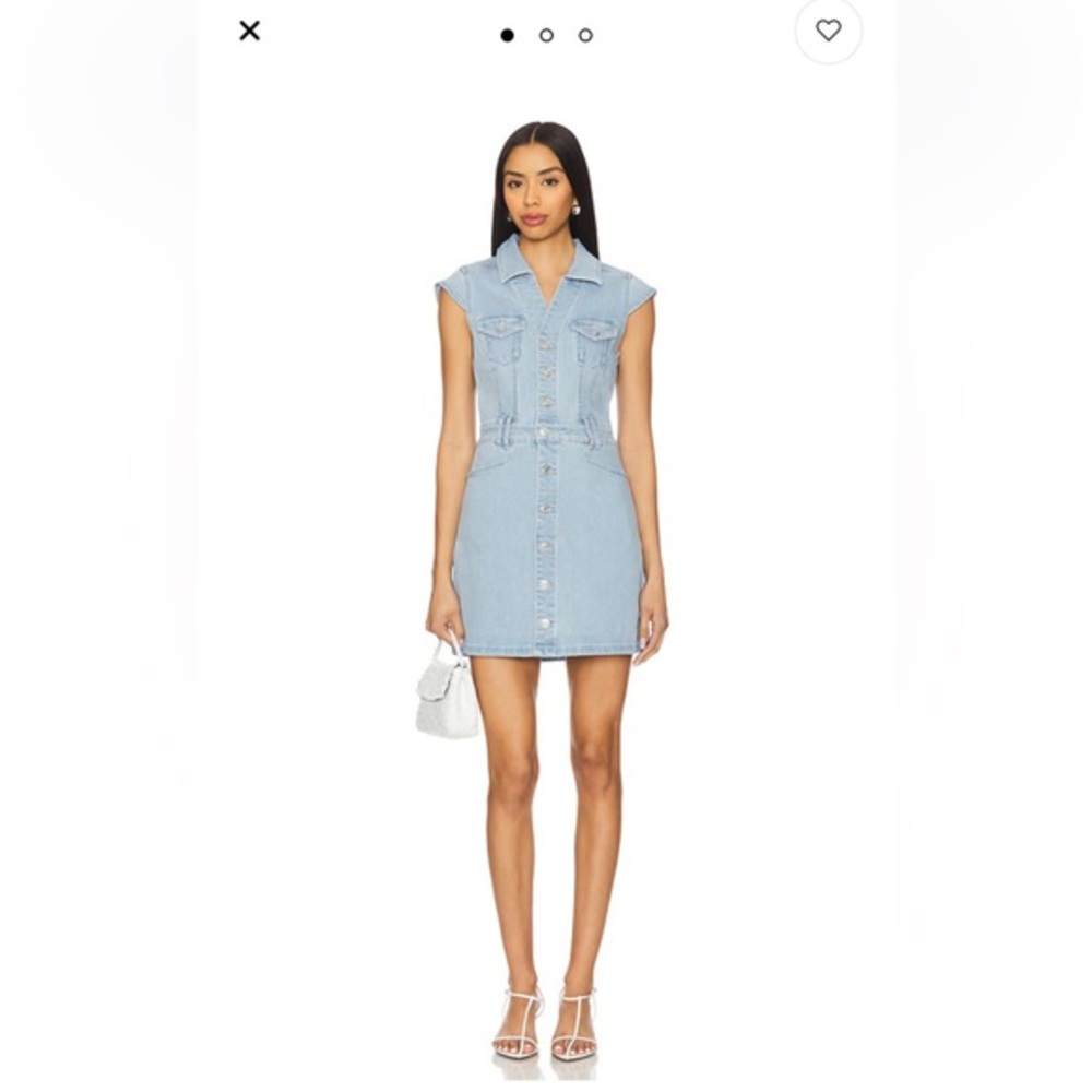 PAIGE Jaxsyn Denim Mini Dress Talya Blue Button Front Utility Shirt Dress